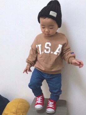「USA」｜「アイテム（その他）」を使った、yo_yoさん（キッズ・80cm）の冬コーディネート