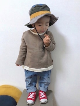 「アイテム（ラッピングキット、ゴールド系）」を使った、yo_yoさん（キッズ・80cm）の冬コーディネート