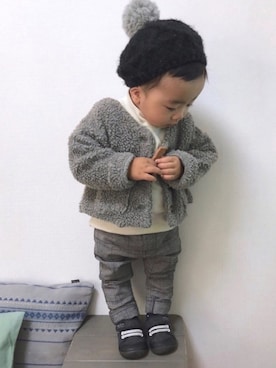 「Handmade（ハンドメイド）のアイテム」を使った、yo_yoさん（キッズ・80cm）の冬コーディネート