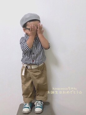 「BIG FIELD（ビッグフィールド）のアイテム（パンツ）」を使った、yo_yoさん（キッズ・74cm）の夏コーディネート