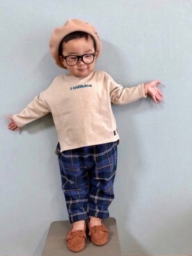 「apres les cours（アプレレクール）のアイテム（トップス）」を使った、yo_yoさん（キッズ・80cm）の秋コーディネート