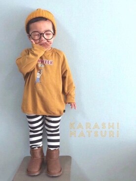 「UNIQLO（ユニクロ）のアイテム（帽子）」を使った、yo_yoさん（キッズ・80cm）の秋コーディネート