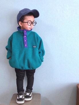 「スナップT」｜「アイテム（帽子）」を使った、yo_yoさん（キッズ・90cm）の冬コーディネート