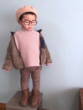 「ムートンブーツ」｜「アイテム（その他アウター）」を使った、yo_yoさん（キッズ・90cm）の冬コーディネート