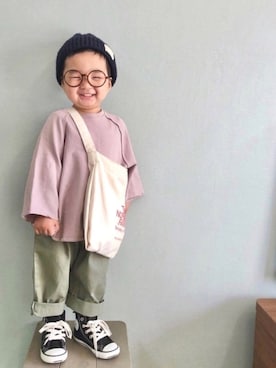 「coca（coca）（コカ）のアイテム（スウェット）」を使った、yo_yoさん（キッズ・90cm）の春コーディネート