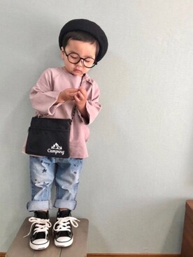 「coca（coca）（コカ）のアイテム（スウェット）」を使った、yo_yoさん（キッズ・90cm）の春コーディネート