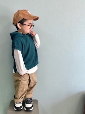「BIG FIELD（ビッグフィールド）のアイテム（パンツ）」を使った、yo_yoさん（キッズ・90cm）の春コーディネート