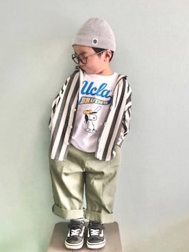 「H&M（エイチ・アンド・エム）のアイテム（ニットキャップ/ビーニー）」を使った、yo_yoさん（キッズ・90cm）の春コーディネート