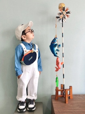 「こどもの日」｜「アイテム（サロペット/オーバーオール）」を使った、yo_yoさん（キッズ・90cm）の春コーディネート