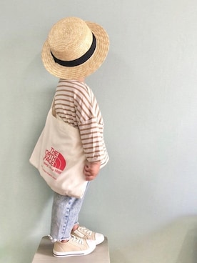 「切りっぱなしデニム」｜「アイテム（その他）」を使った、yo_yoさん（キッズ・90cm）の春コーディネート