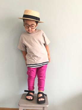 「devirock（デビロック）のアイテム（タンクトップ）」を使った、yo_yoさん（キッズ・90cm）の夏コーディネート