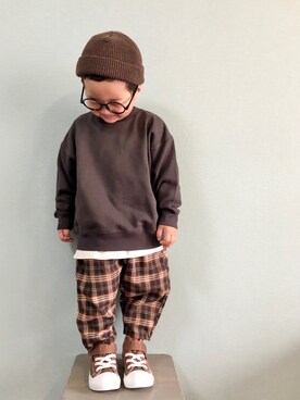 「クルーネック」｜「アイテム（その他）」を使った、yo_yoさん（キッズ・90cm）の秋コーディネート