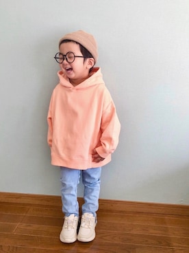 「petit main（プティマイン）のアイテム（パンツ）」を使った、yo_yoさん（キッズ・90cm）の冬コーディネート