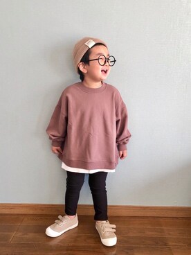 「スリット」｜「アイテム（ニットキャップ/ビーニー）」を使った、yo_yoさん（キッズ・90cm）の冬コーディネート