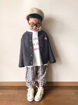 「ローリーズファーム(LOWRYS FARM)」｜「アイテム（ハンチング/ベレー帽）」を使った、yo_yoさん（キッズ・90cm）の春コーディネート