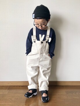 「ローリーズファーム(LOWRYS FARM)」｜「アイテム（サロペット/オーバーオール）」を使った、yo_yoさん（キッズ・90cm）の春コーディネート