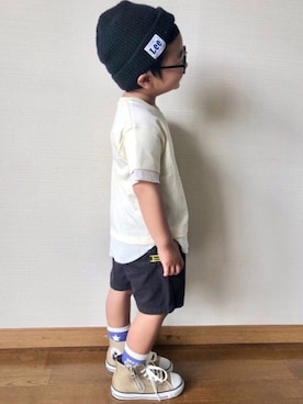 「BIG FIELD（ビッグフィールド）のアイテム（パンツ）」を使った、yo_yoさん（キッズ・90cm）の春コーディネート