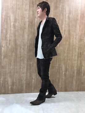 「アイテム（テーラードジャケット、レッド系）」を使った、Toshikiさん（メンズ・173cm）の秋コーディネート