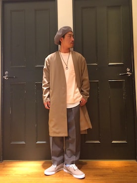 「RAGEBLUE（レイジブルー）のアイテム（ハンチング/ベレー帽）」を使った、しょうへいさん（メンズ・166cm）の春コーディネート