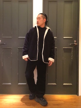 「ケーブルニット」｜「アイテム（ブルゾン）」を使った、しょうへいさん（メンズ・166cm）の秋コーディネート