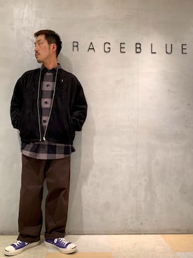 「RAGEBLUE（レイジブルー）のアイテム（MA-1）」を使った、しょうへいさん（メンズ・166cm）の秋コーディネート