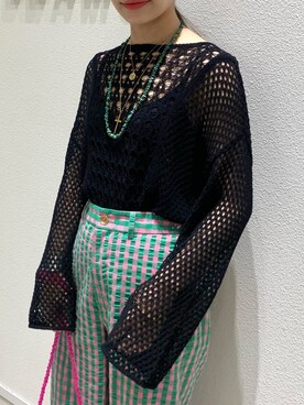 「透かし編みニット」｜izumi  ishiketaさん（レディース・156cm）の春コーディネート