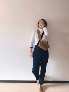 「ROKU」｜「アイテム（オールインワン・サロペット）」を使った、u-tanさん（レディース・168cm）の冬コーディネート