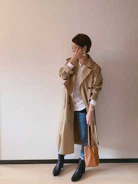 「リーバイス501」｜「アイテム（トレンチコート）」を使った、u-tanさん（レディース・168cm）の冬コーディネート