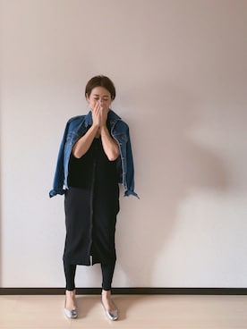 「シルバーパンプス」｜「アイテム（ジャケット/アウター）」を使った、u-tanさん（レディース・168cm）の冬コーディネート