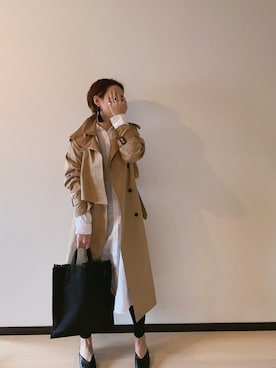 「ROKU」｜「アイテム（トレンチコート）」を使った、u-tanさん（レディース・168cm）の春コーディネート