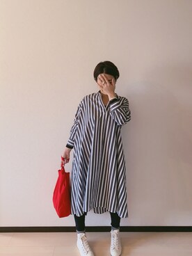 「JOURNAL STANDARD relume（ジャーナルスタンダード　レリューム）のアイテム（シャツワンピース）」を使った、u-tanさん（レディース・168cm）の春コーディネート