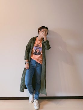 「JOURNAL STANDARD relume（ジャーナルスタンダード　レリューム）のアイテム（シャツワンピース）」を使った、u-tanさん（レディース・168cm）の春コーディネート