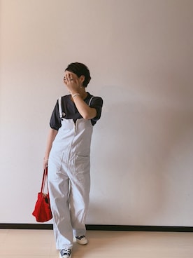 「Johnbull Private labo（ジョンブルプライベートラボ）のアイテム（サロペット/オーバーオール）」を使った、u-tanさん（レディース・168cm）の春コーディネート