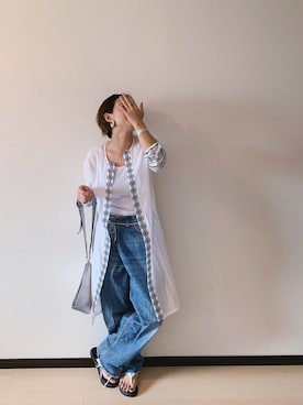 「sanuk（サヌーク）のアイテム（サンダル）」を使った、u-tanさん（レディース・168cm）の夏コーディネート