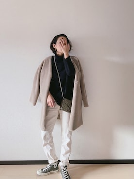 「Simplicite（サンプリシテ）のアイテム（その他アウター）」を使った、u-tanさん（レディース・168cm）の冬コーディネート