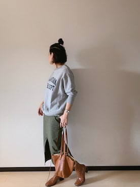 「Simplicite（サンプリシテ）のアイテム（スウェット）」を使った、u-tanさん（レディース・168cm）の冬コーディネート