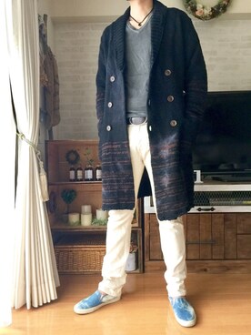 「ロングカーディガン」｜「アイテム（その他アウター）」を使った、O.takahiro👖さん（メンズ・181cm）の春コーディネート