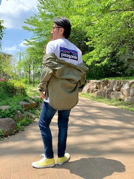 「patagonia」｜「アイテム（デニムジャケット）」を使った、O.takahiro👖さん（メンズ・181cm）の春コーディネート