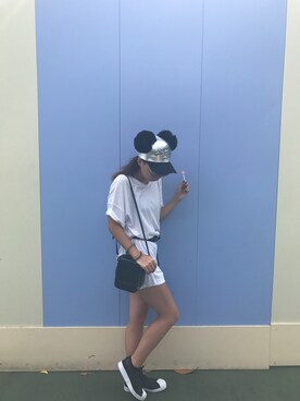 「EMODA（エモダ）のアイテム（ボディバッグ/ウエストポーチ）」を使った、あいりん✩さん（レディース・156cm）の夏コーディネート