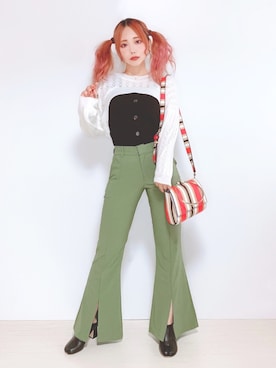 「ショート丈トップス」｜「アイテム（ブーティ）」を使った、RIANさん（レディース・152cm）の秋コーディネート