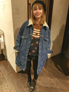 「毛衣」｜「アイテム（ブルゾン）」を使った、lingling さん（レディース・156cm）の冬コーディネート