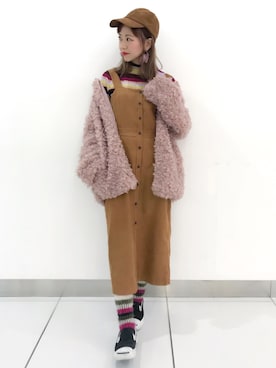 「w closet」｜「アイテム（キャップ）」を使った、TOSHIBE KAYOKOさん（レディース・158cm）の冬コーディネート