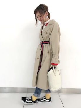 「casselini」｜「アイテム（トレンチコート）」を使った、TOSHIBE KAYOKOさん（レディース・158cm）の冬コーディネート
