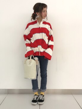 wcloset 札幌店｜TOSHIBE KAYOKO使用「w closet（BIGシルエットラガーシャツ）」的時尚穿搭