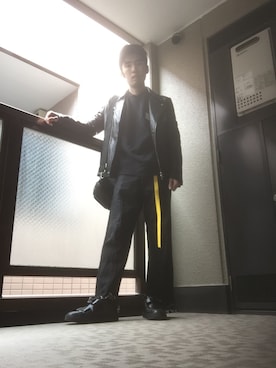 「HARE（ハレ）のダブルベルトスニーカー(HARE)（スニーカー）」を使った、トネちゃんさん（メンズ・165cm）の冬コーディネート