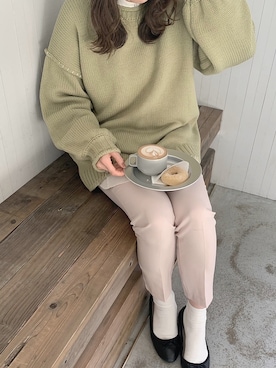 「ピスタチオ」｜「アイテム（バレエシューズ）」を使った、𝚁𝚞𝚒 𝚈𝚊𝚜𝚞𝚍𝚊さん（レディース・160cm）の冬コーディネート