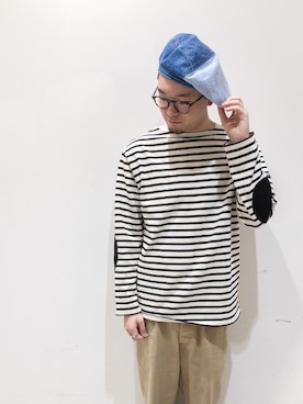 「セントジェームス」｜「アイテム（ハンチング/ベレー帽）」を使った、くすくすさん（メンズ・167cm）の春コーディネート
