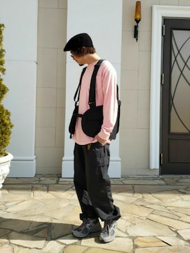 「KANGOL（カンゴール）のアイテム（ハンチング/ベレー帽）」を使った、くすくすさん（メンズ・167cm）の春コーディネート