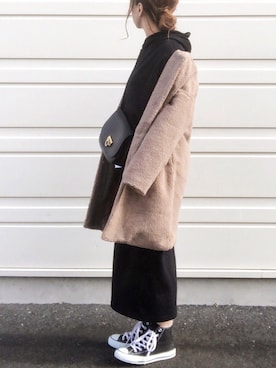 「UNIQLO（ユニクロ）のボアスウェットスカート（スカート）」を使った、no＊さん（レディース・160cm）の冬コーディネート