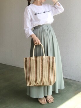 「reca（レカ）のアイテム（かごバッグ）」を使った、no＊さん（レディース・160cm）の夏コーディネート